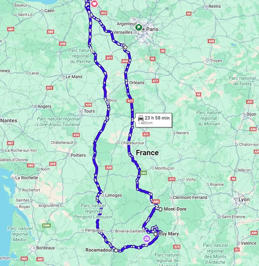 Trace road trip moto volcanique