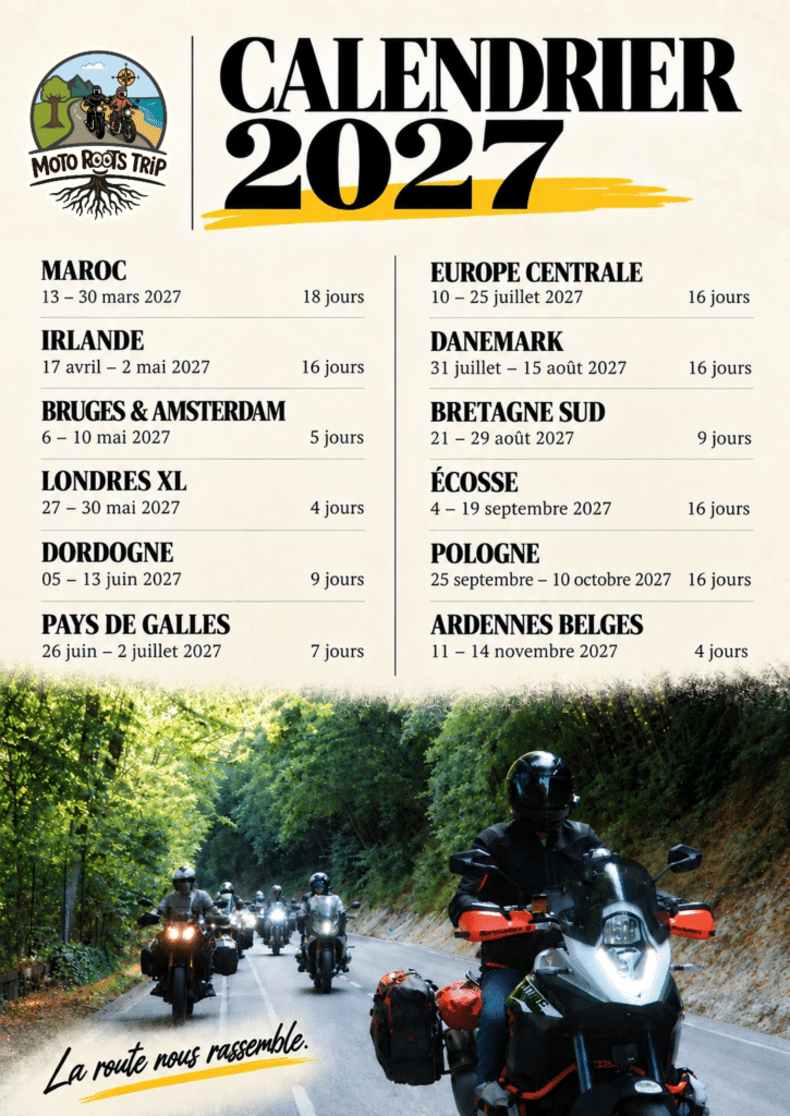 Calendrier moto roots trip 2027